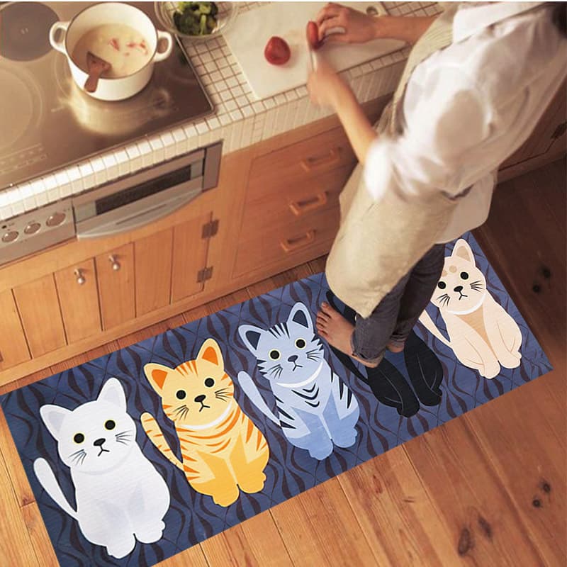 かわいい子猫デザイン キッチンマット