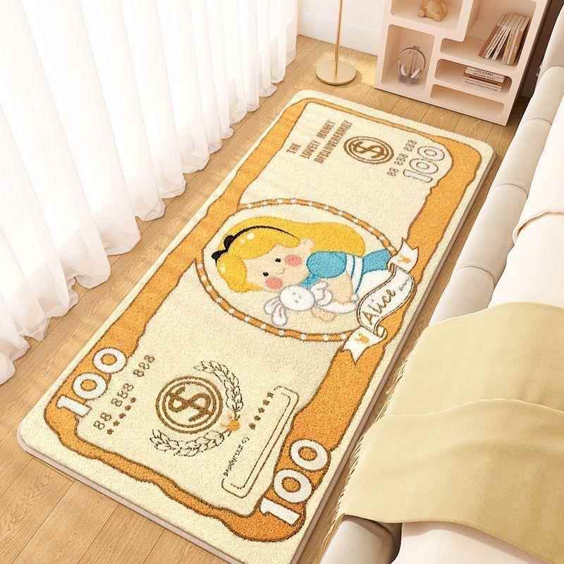 絨毯 お金持ちネコ柄の大判ラグ