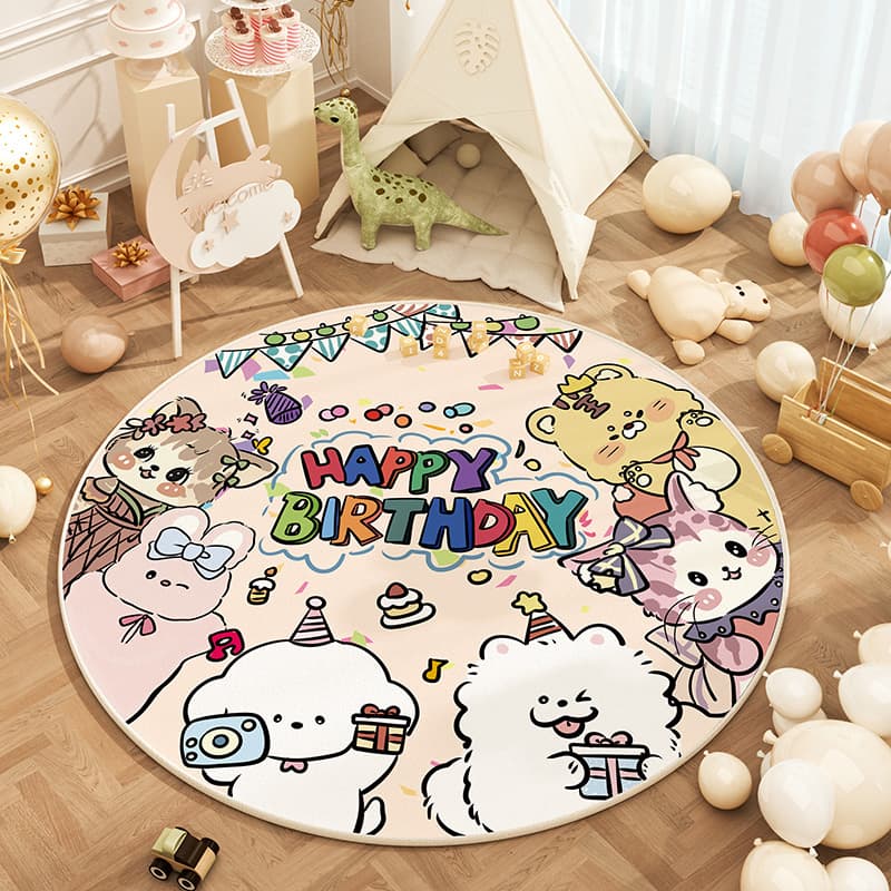 お誕生日おめでとう円形ラグ