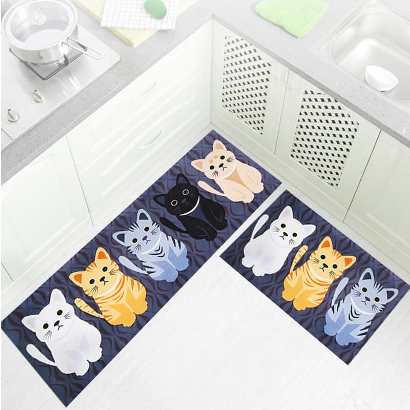 かわいい子猫デザイン キッチンマット
