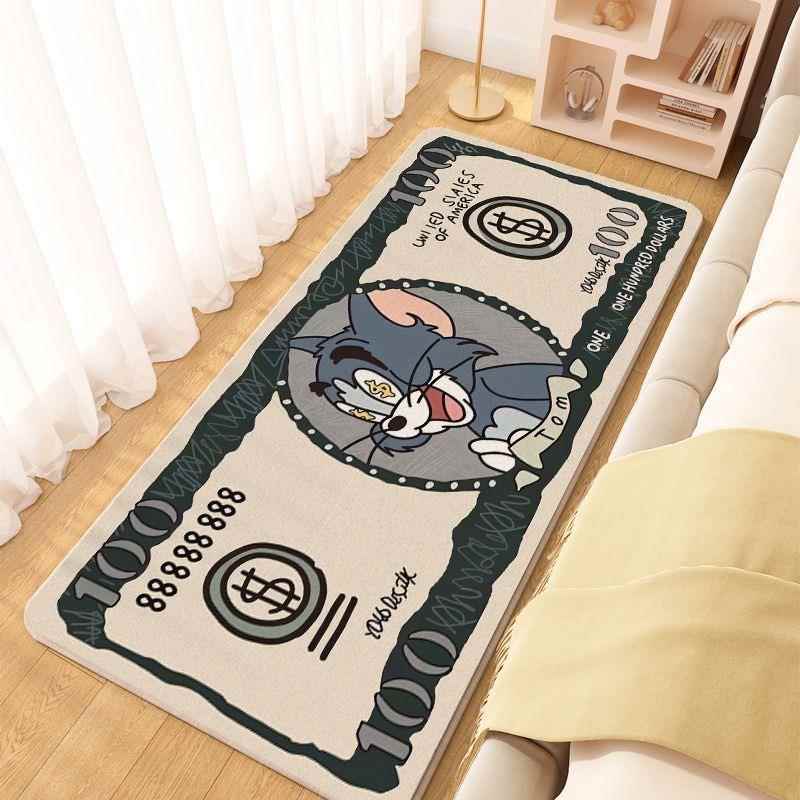 絨毯 お金持ちネコ柄の大判ラグ