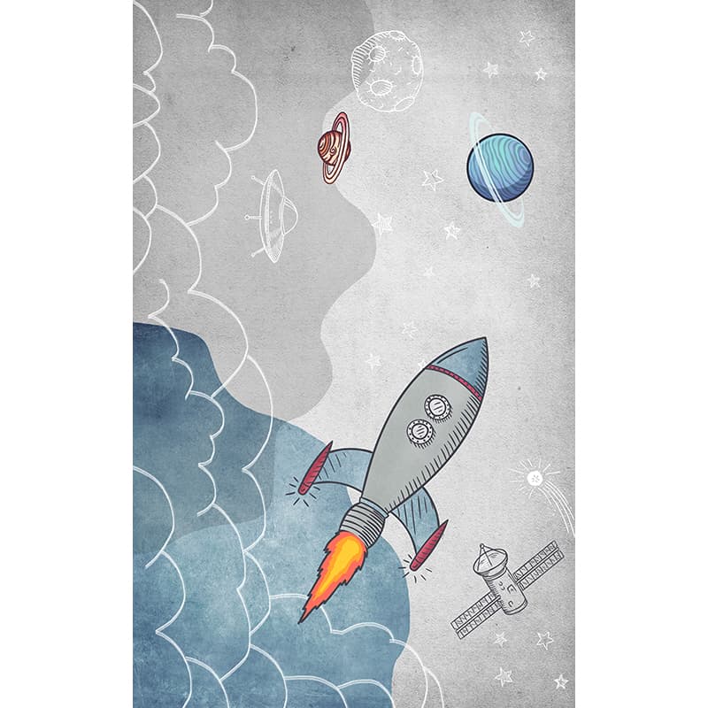 絨毯 宇宙ロケット キッズラグ