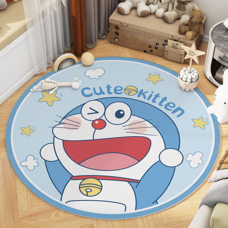 絨毯 かわいい動物キャラクター円形ラグ