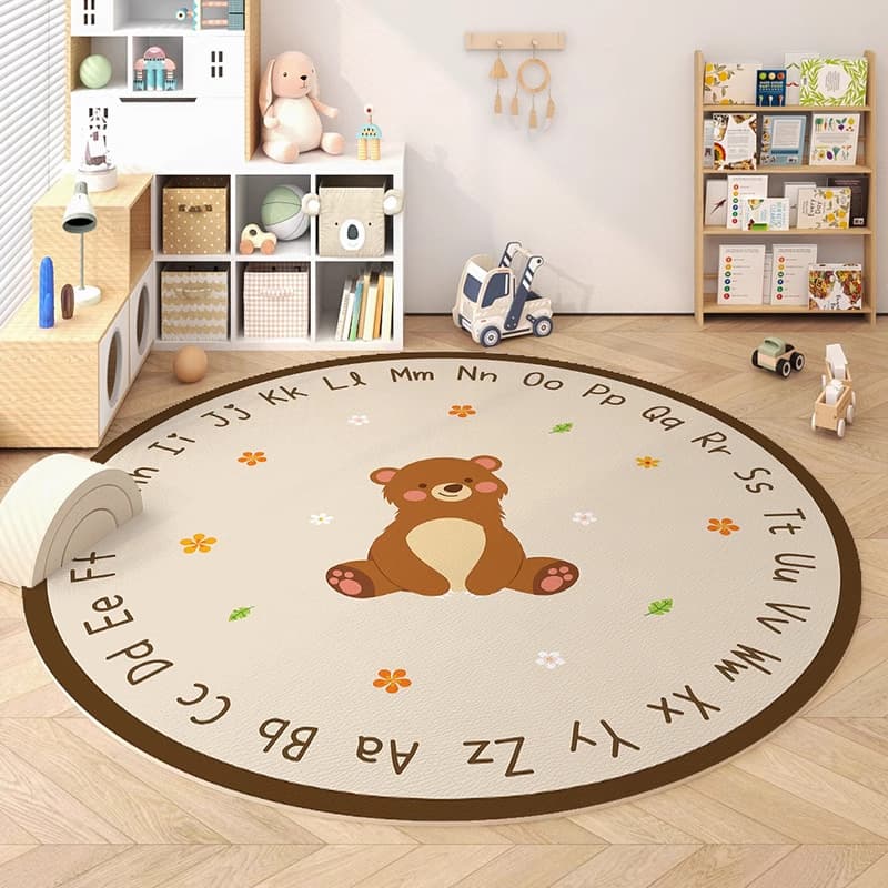 絨毯 動物のおとぎ話 丸型ラグ