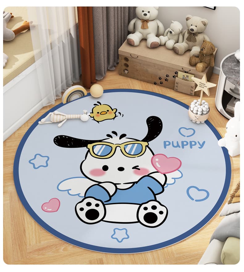 絨毯 かわいい動物キャラクター円形ラグ